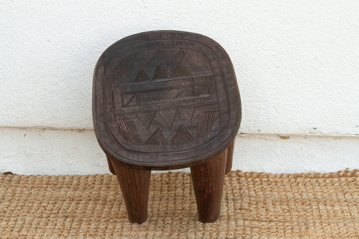 Rustic Carved Cabin Round Small Table