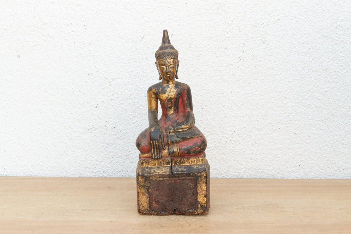 Gilt & Rouge Antique Devotional Seated Buddha