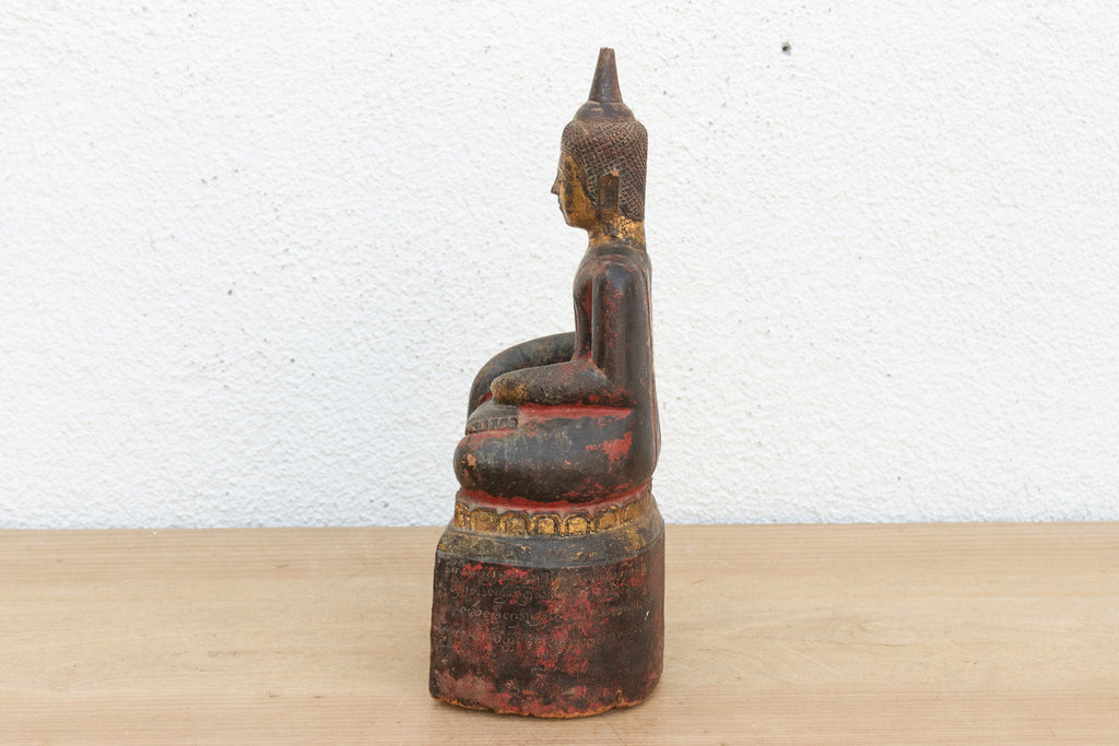 Gilt & Rouge Antique Devotional Seated Buddha