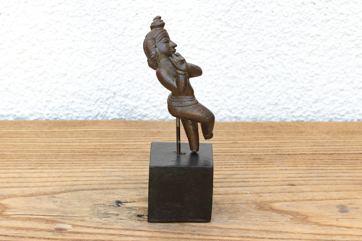Ancient Indian Miniature Bronze Krishna Figure