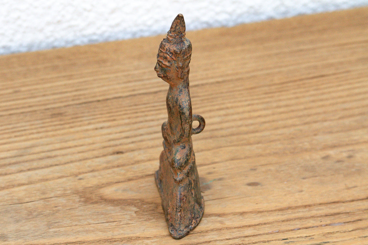 Ancient Laos Artifact Style Bronze Miniature Buddha