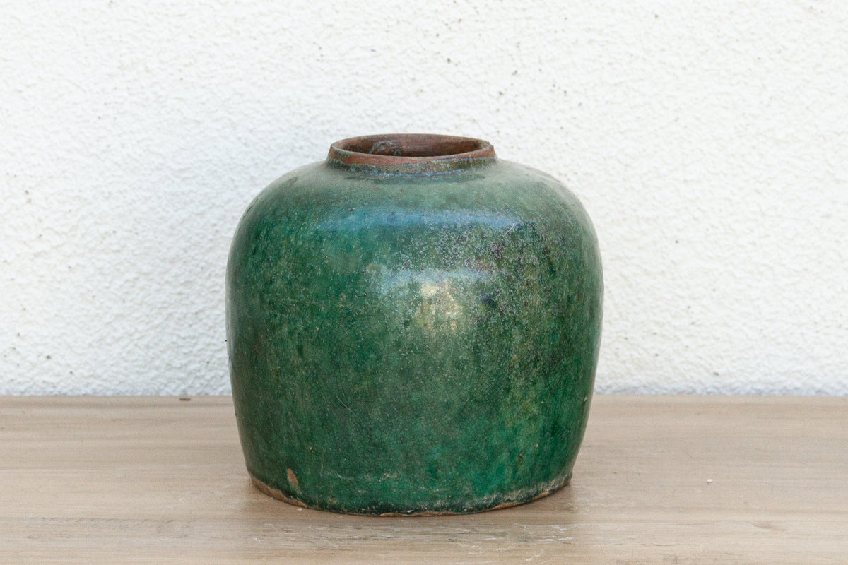 Emerald Horizon Glazed Asian Pot