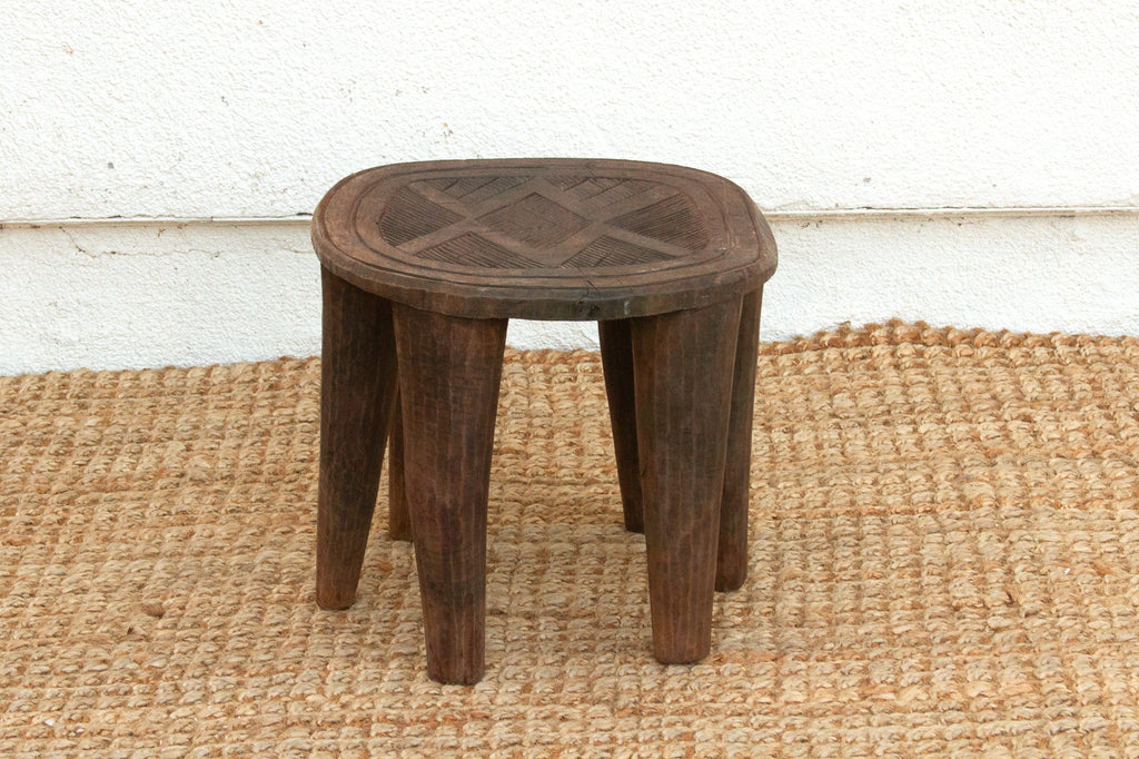 Vintage Carved Nupe Side Table