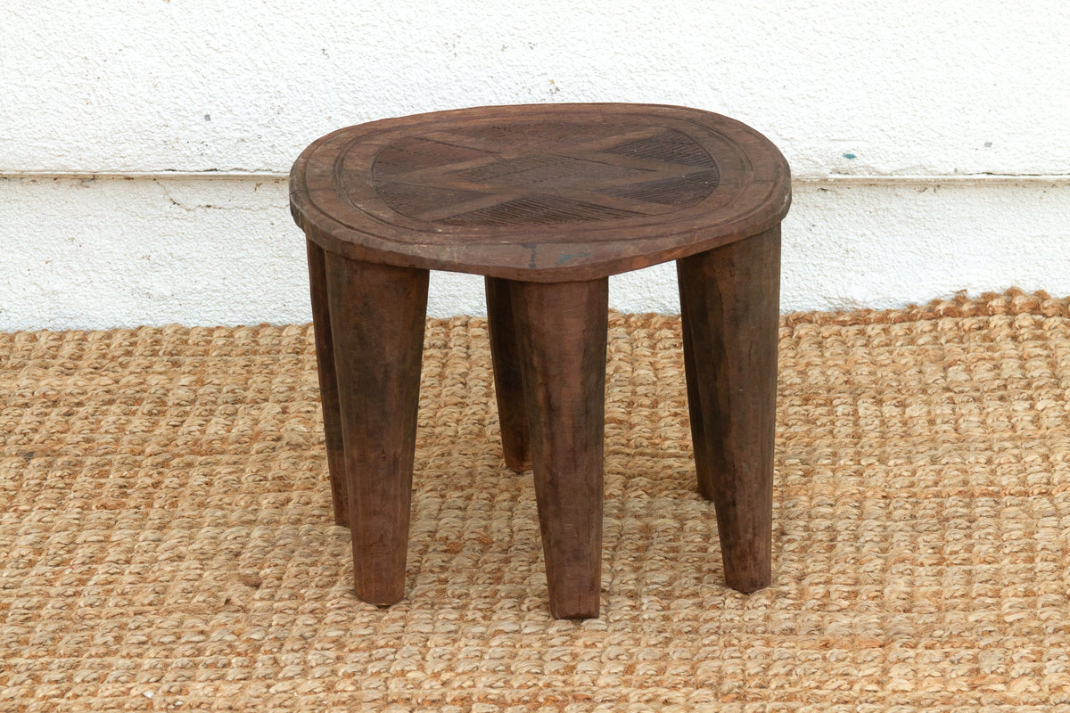 Vintage Carved Nupe Side Table