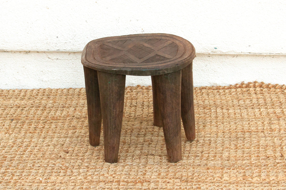 Vintage Carved Nupe Side Table