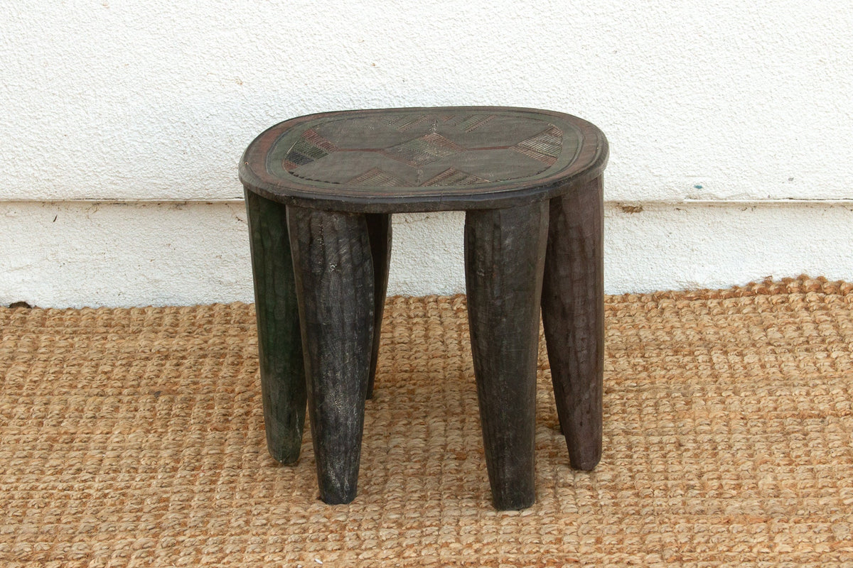 Vintage Carved & Painted African Zulu Table