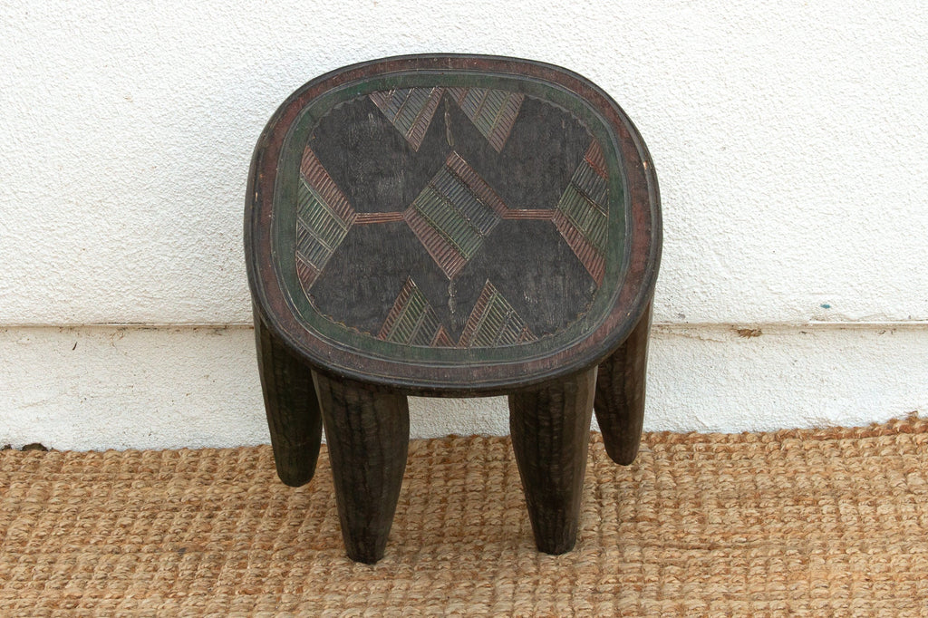 Vintage Carved & Painted African Zulu Table
