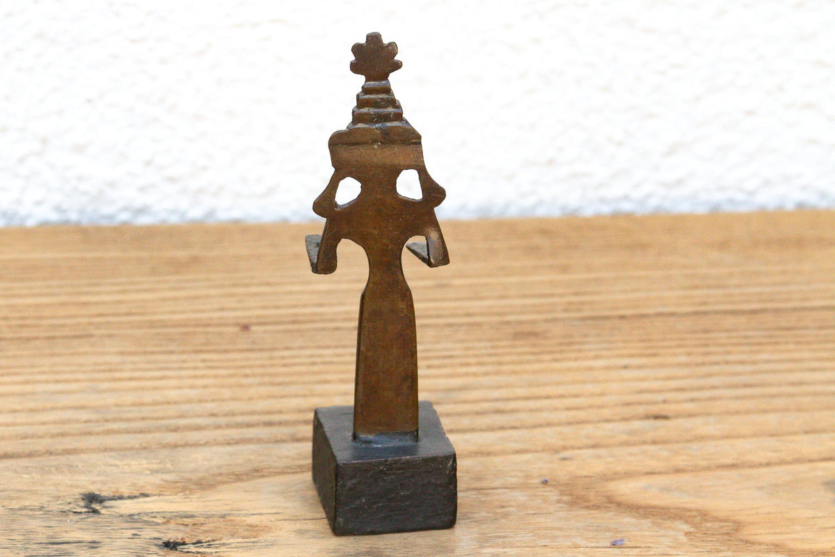 Crowned Tribal Miniature Bronze Female Figure
