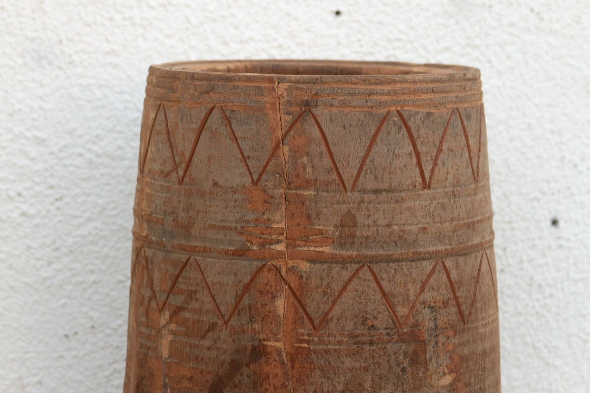 Oxidized Wood Naga Tribal Vessel