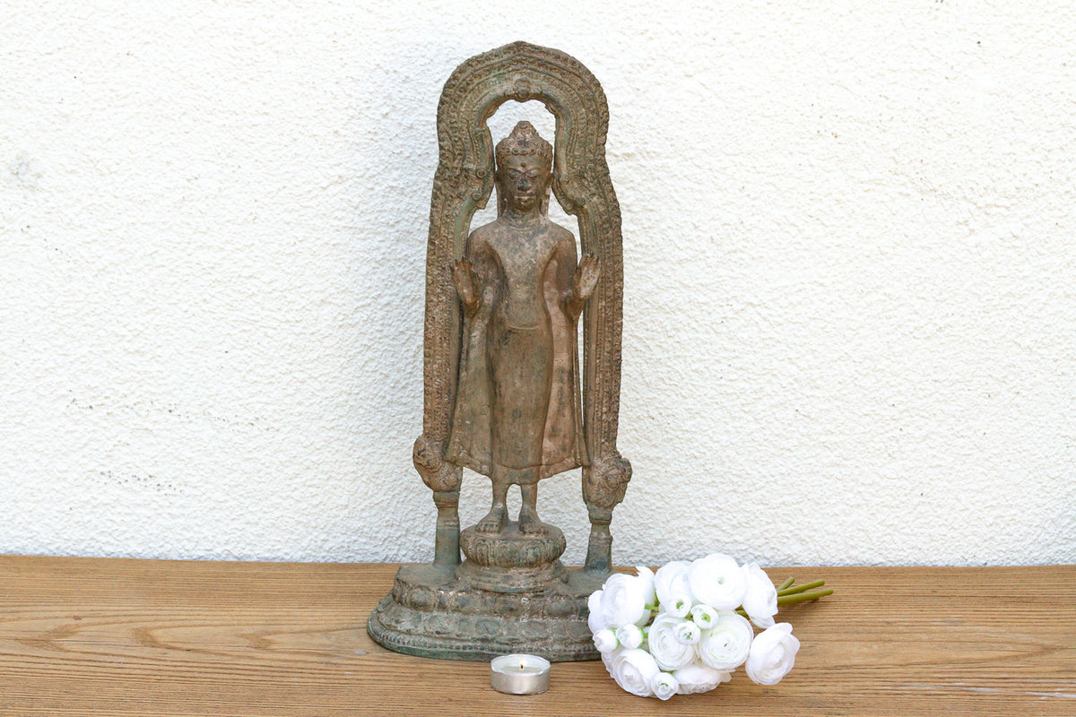 Exceptional Bronze Standing Buddha Shrine