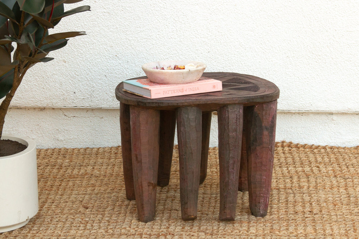 Vintage Biophilic Style Carved African Table