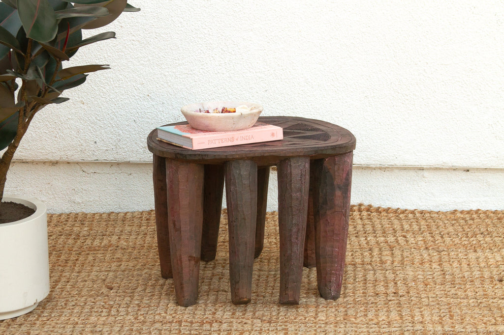 Vintage Biophilic Style Carved African Table