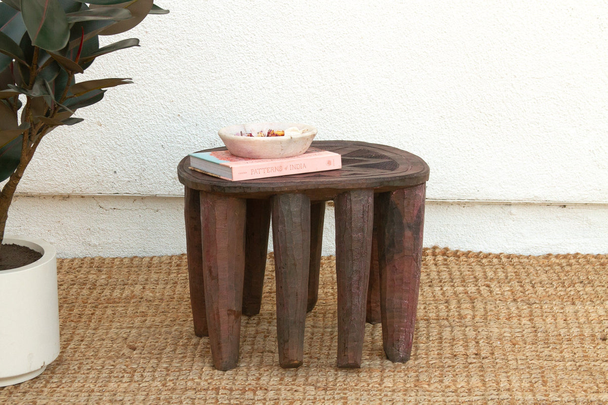 Vintage Biophilic Style Carved African Table