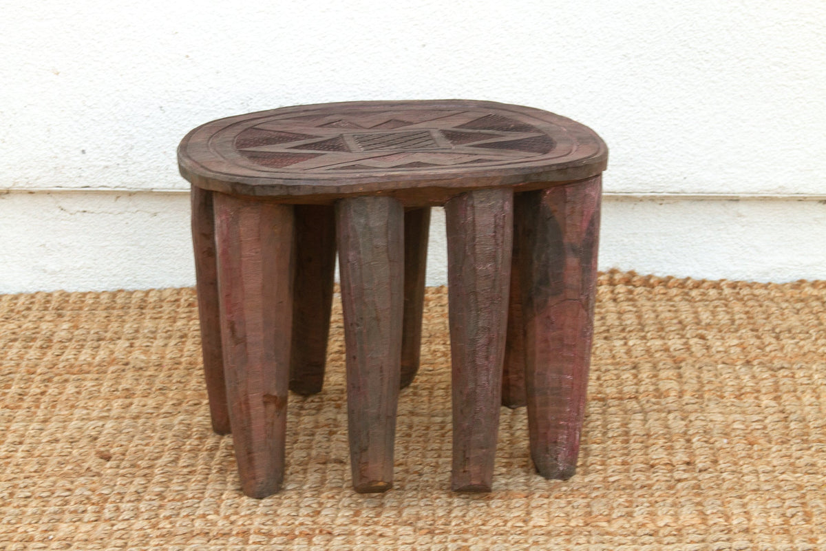 Vintage Biophilic Style Carved African Table