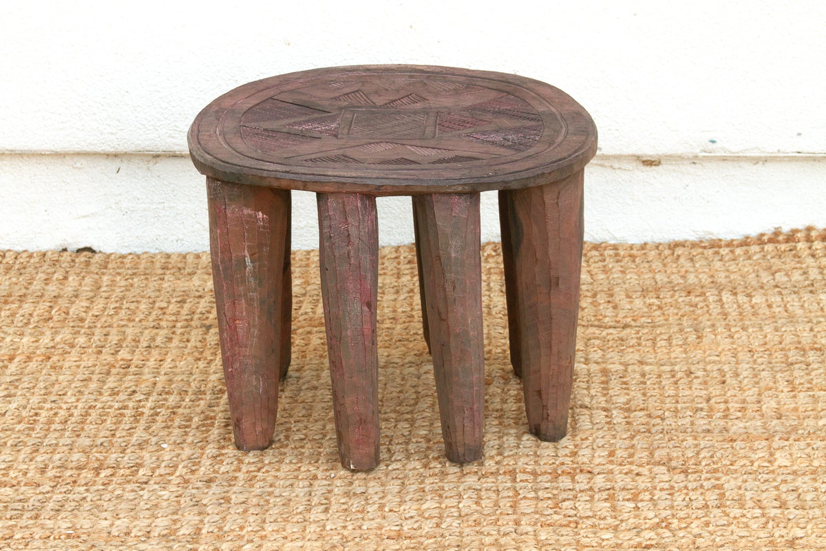 Vintage Biophilic Style Carved African Table