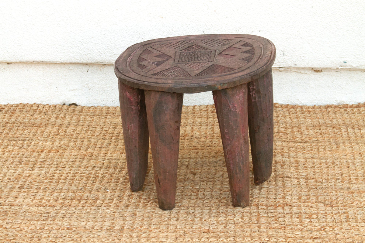 Vintage Biophilic Style Carved African Table