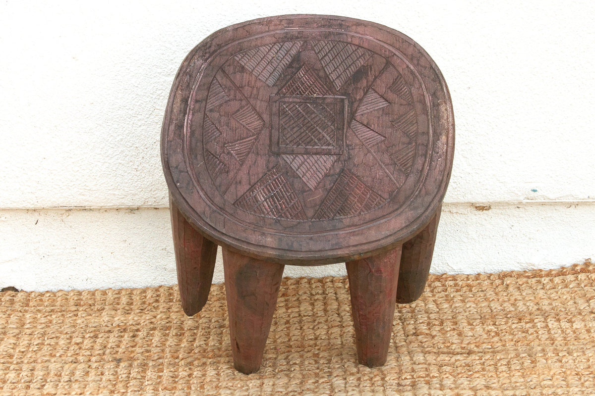 Vintage Biophilic Style Carved African Table