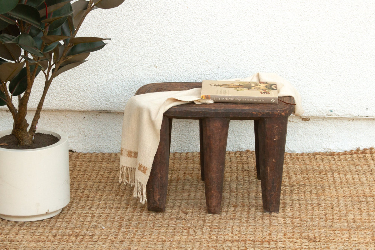 Finely Carved Oval Antique Side Table