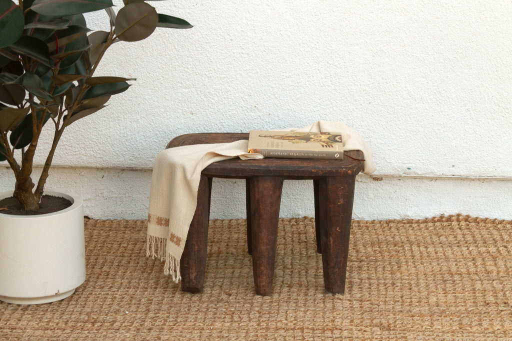 Finely Carved Oval Antique Side Table