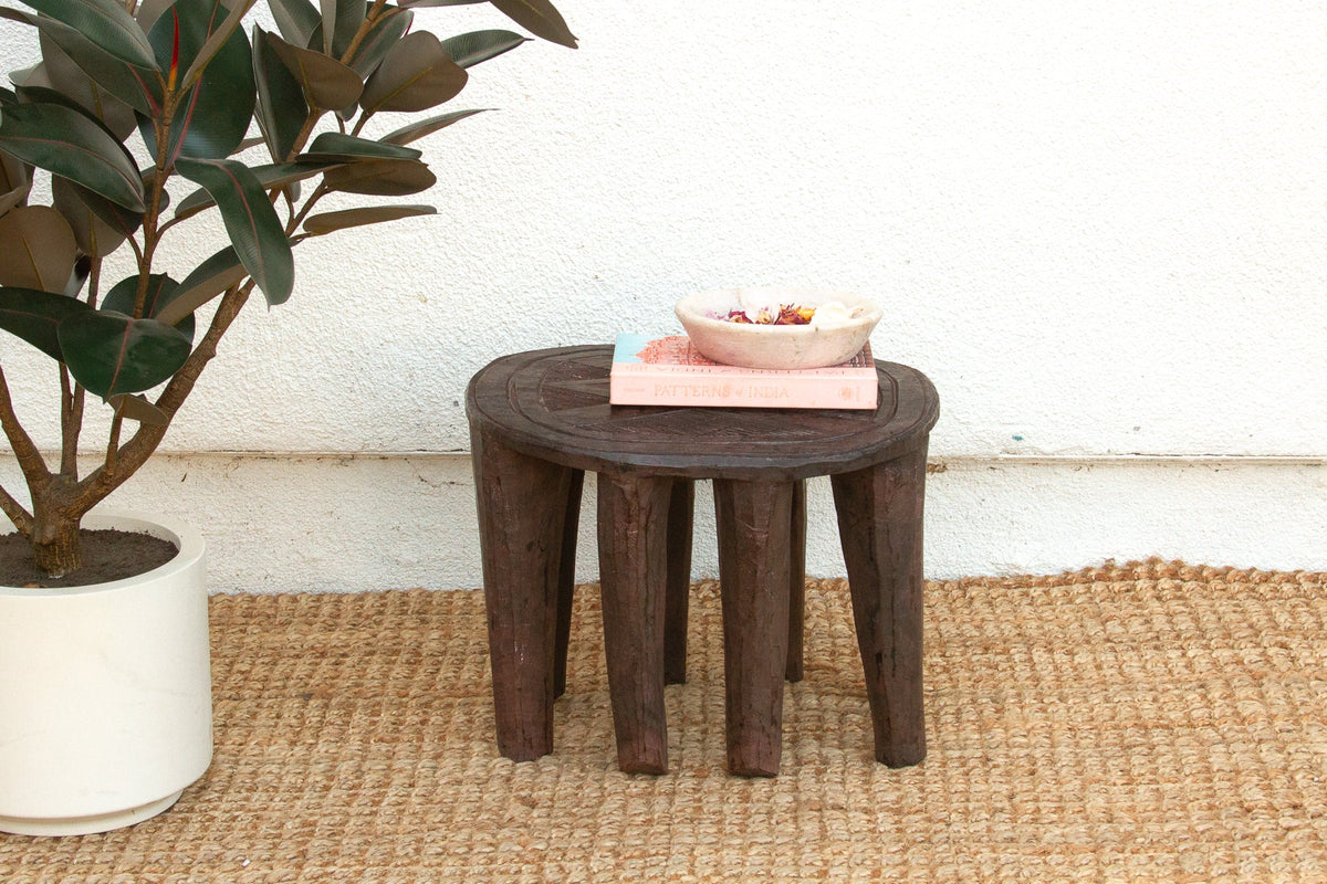 Round Artisanal African Side Table