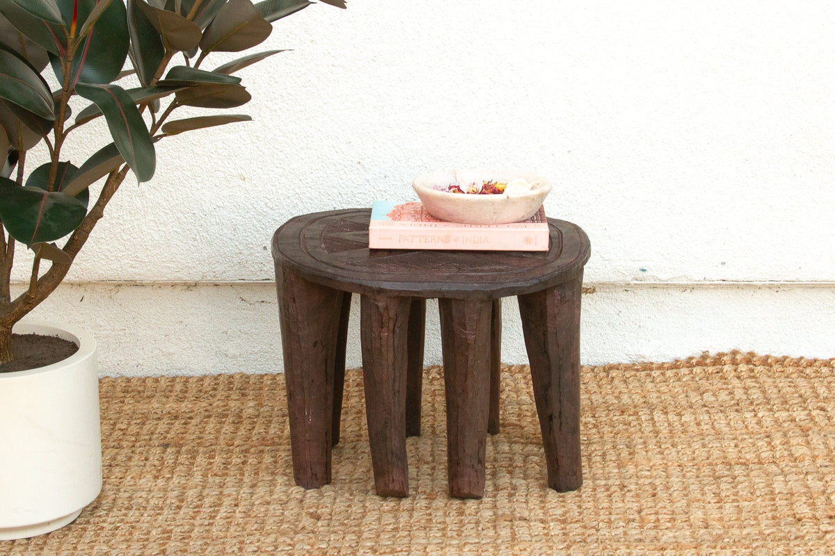 Round Artisanal African Side Table