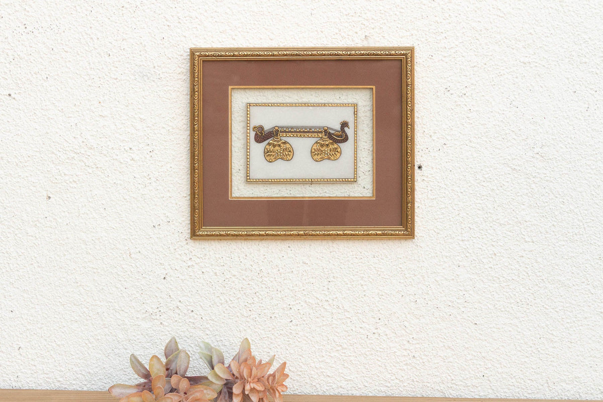 Peacock Instrument Framed Indian Wall Art