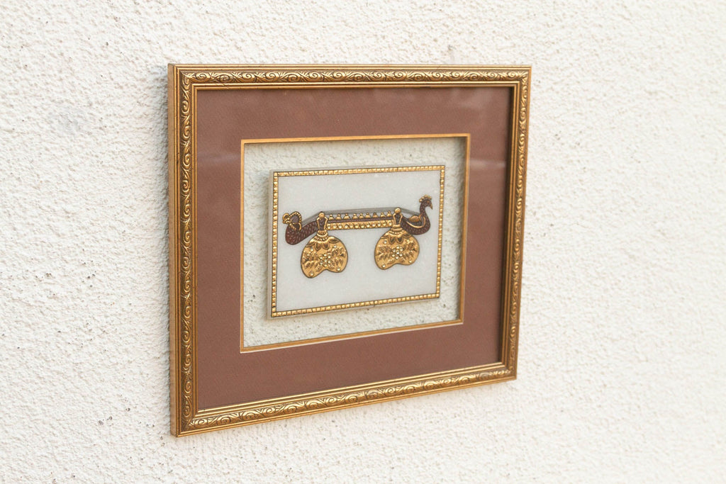 Peacock Instrument Framed Indian Wall Art