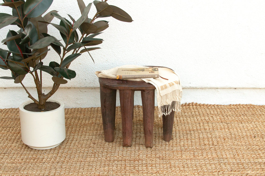 Boho Rustic Carved Nupe Coffee Table