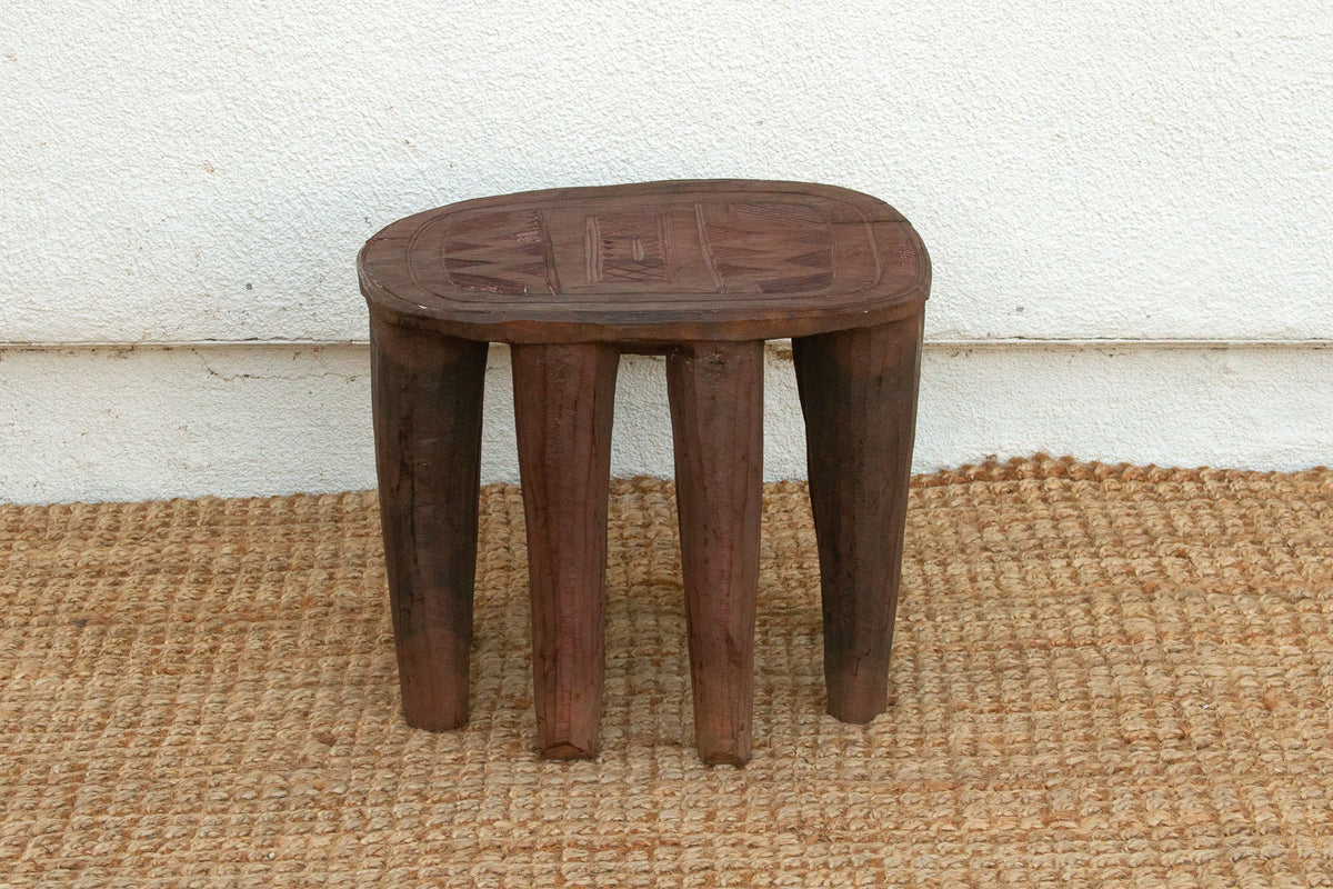 Boho Rustic Carved Nupe Coffee Table