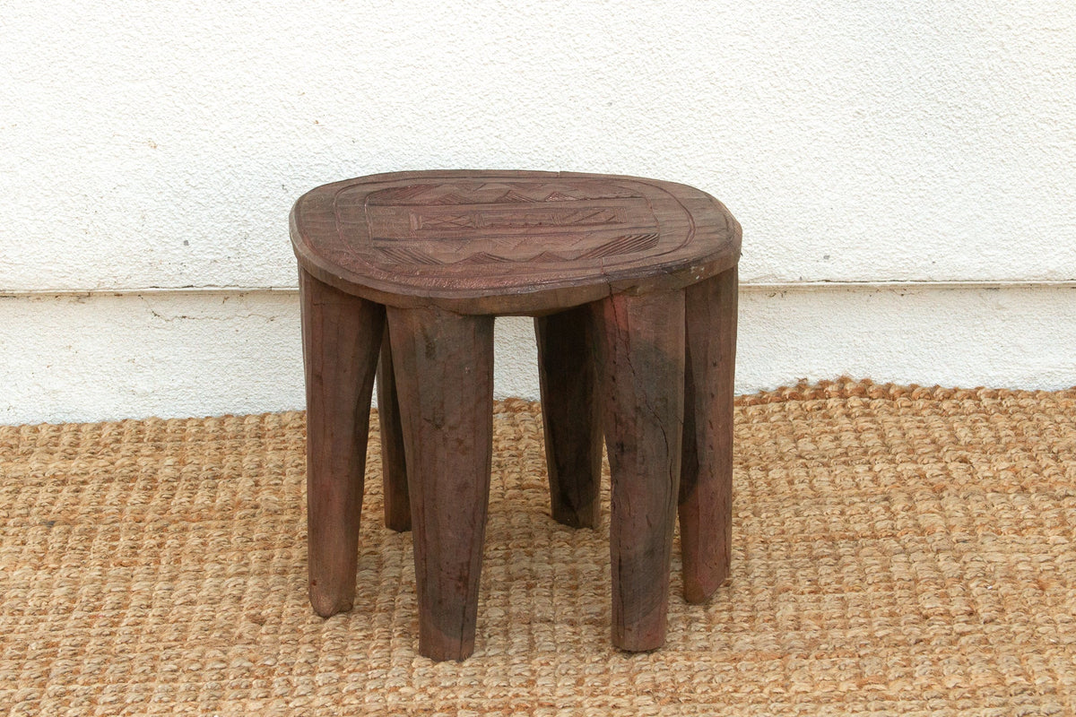 Boho Rustic Carved Nupe Coffee Table