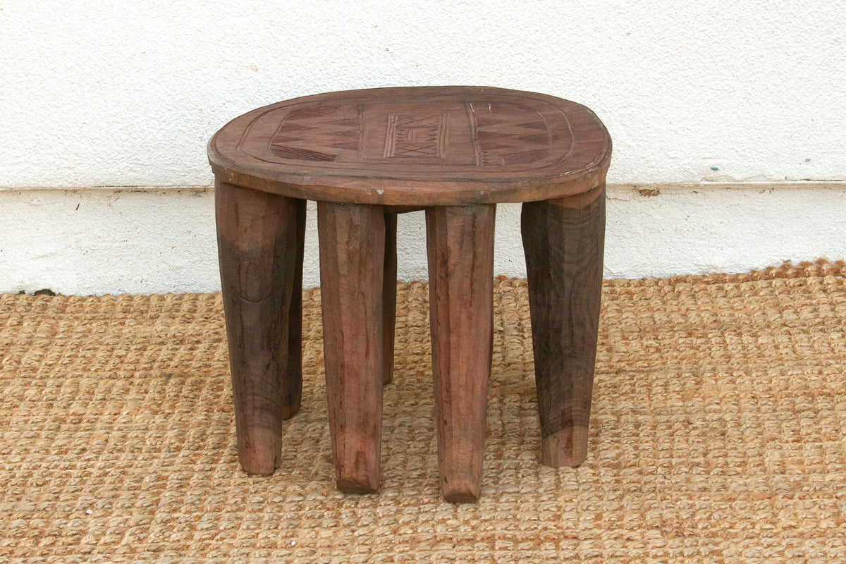 Boho Rustic Carved Nupe Coffee Table
