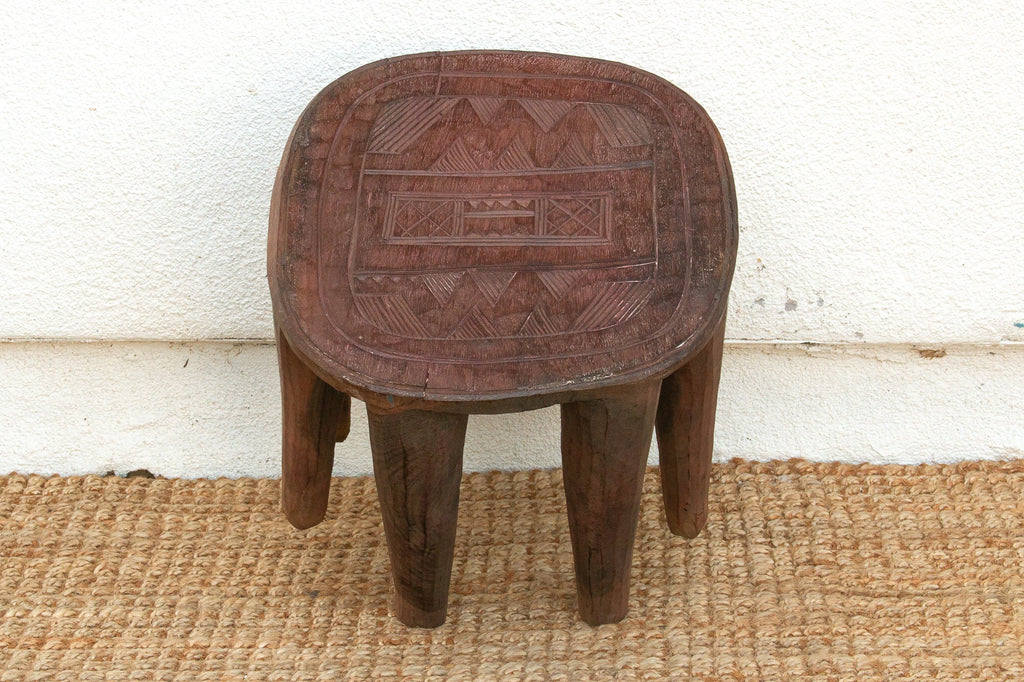 Boho Rustic Carved Nupe Coffee Table