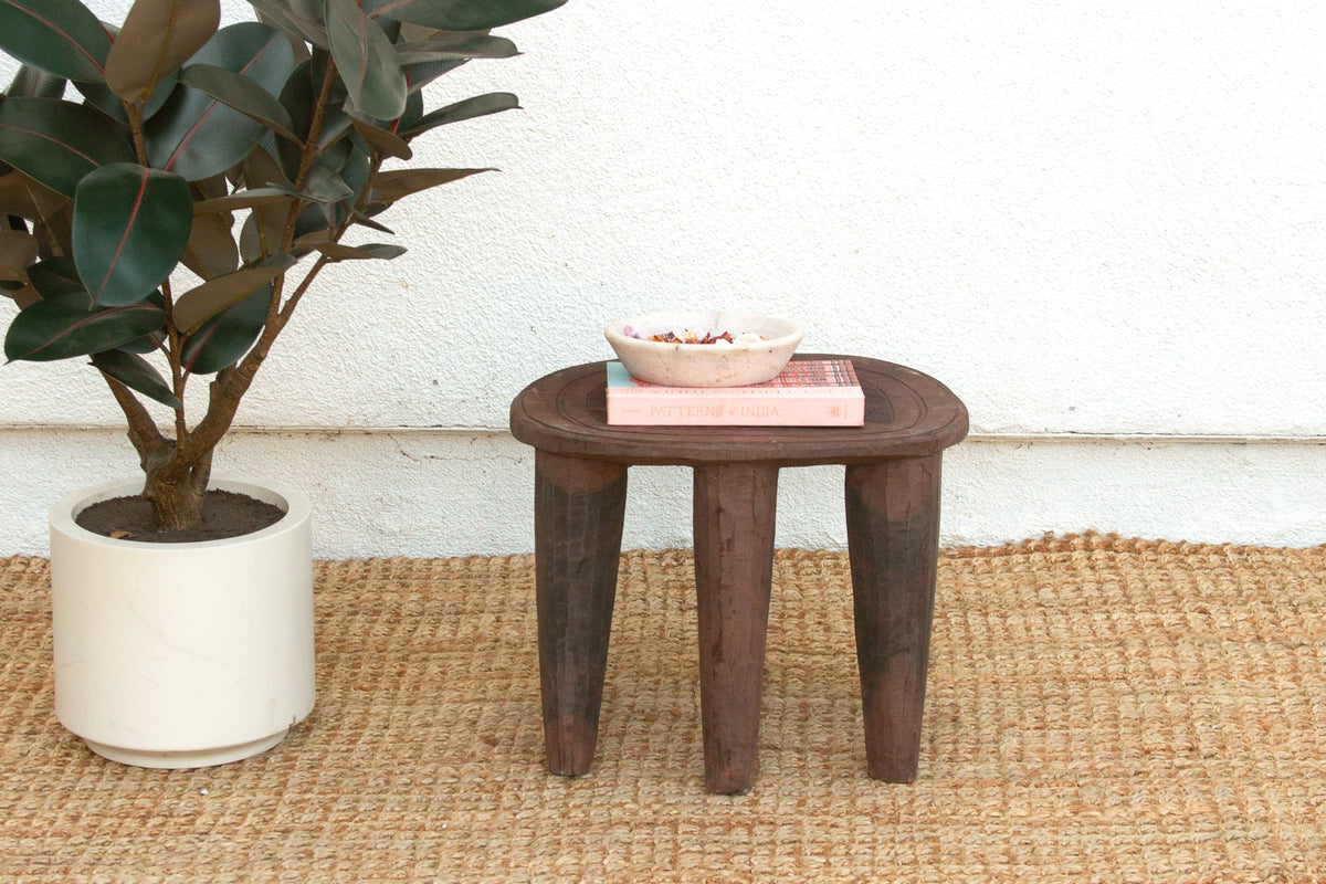 Global Style Handcarved Side Table