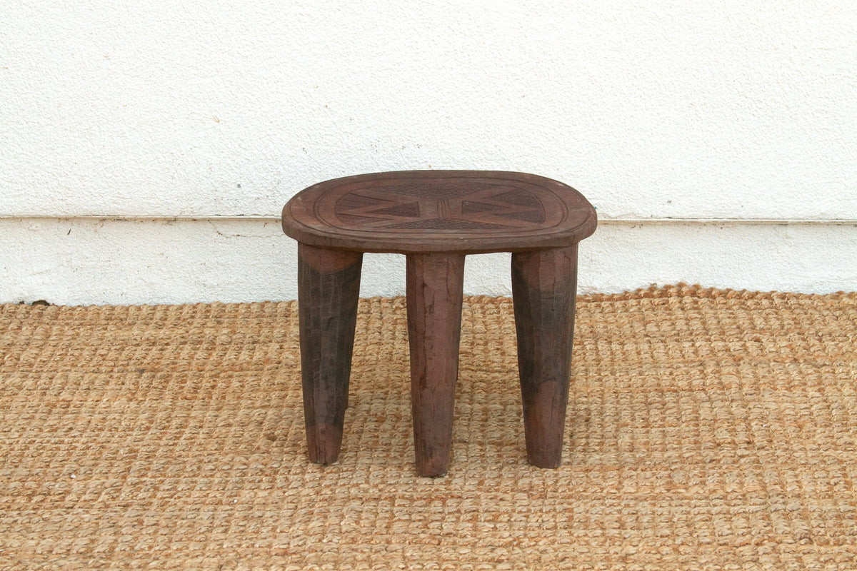 Global Style Handcarved Side Table