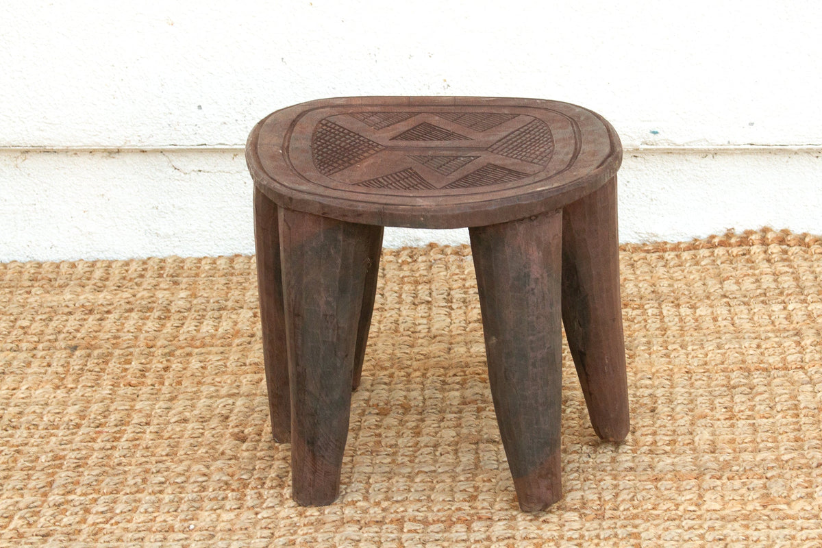 Global Style Handcarved Side Table