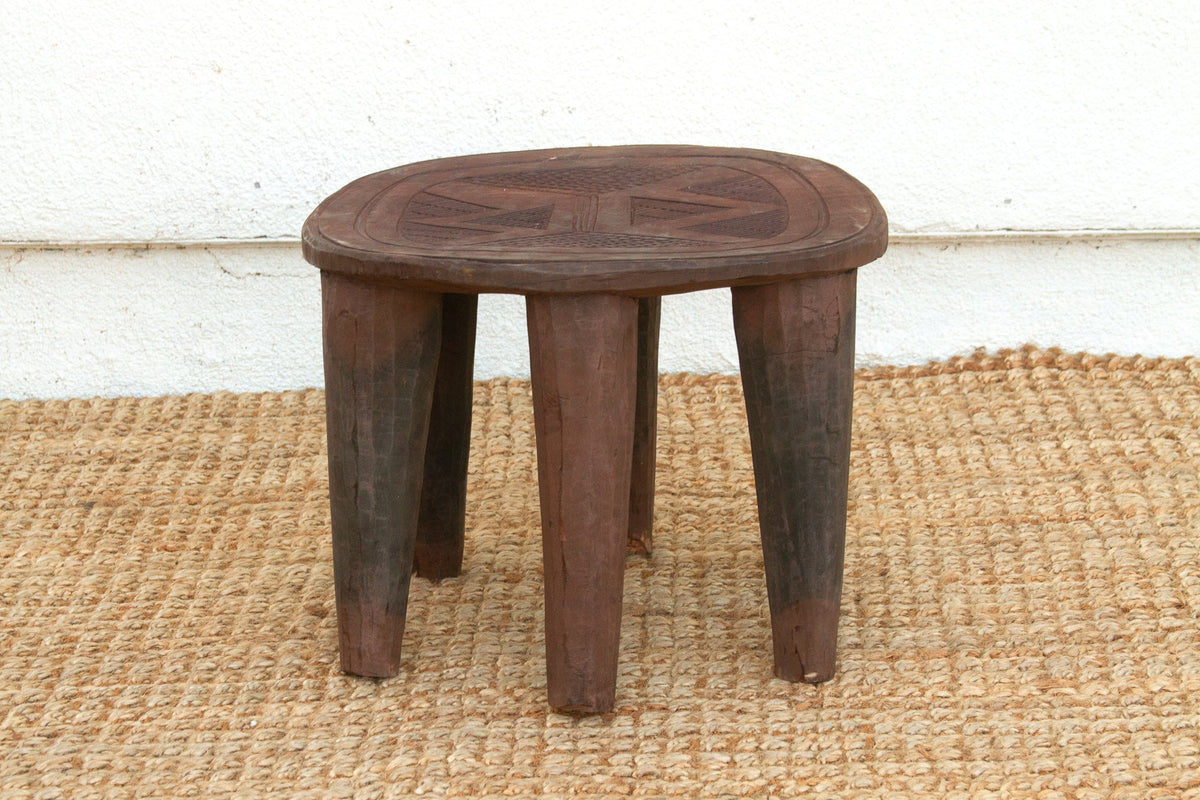 Global Style Handcarved Side Table
