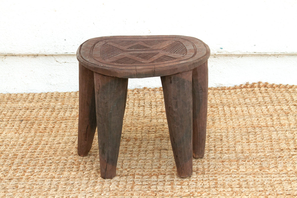 Global Style Handcarved Side Table