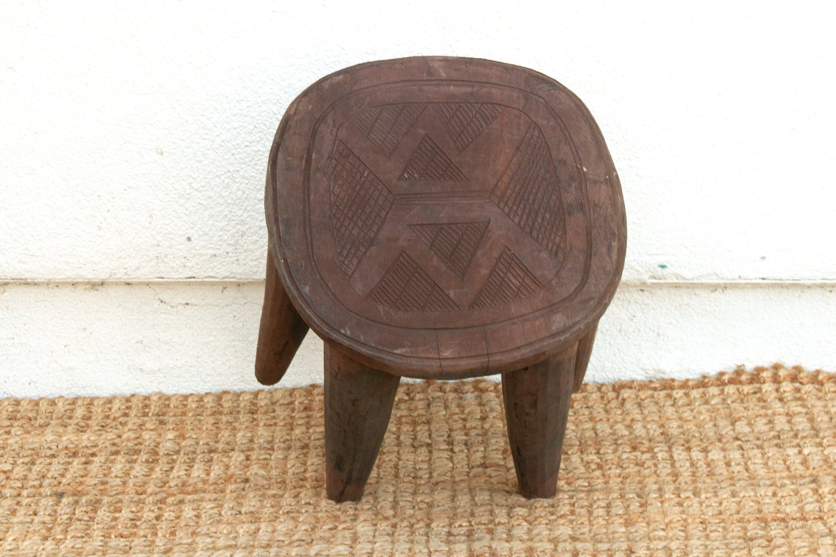 Global Style Handcarved Side Table