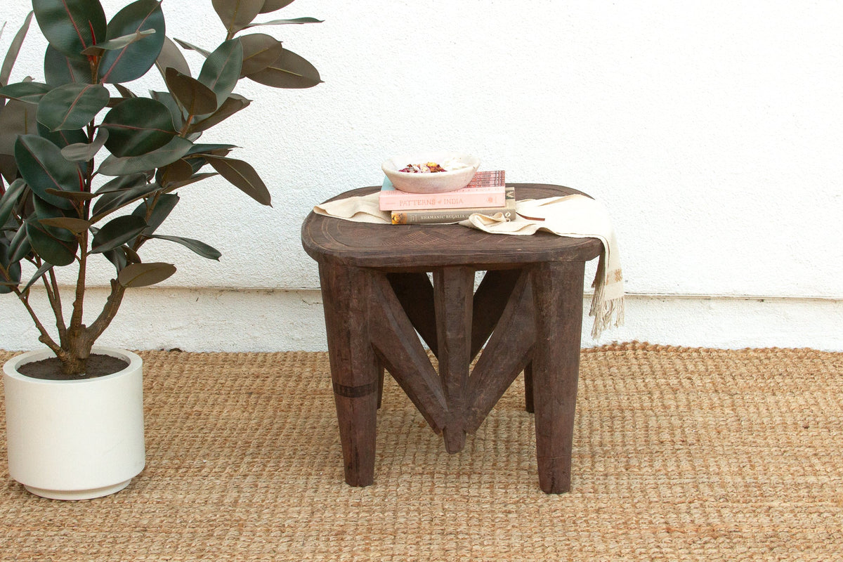 Carved Nupe Ceremonial Side Table