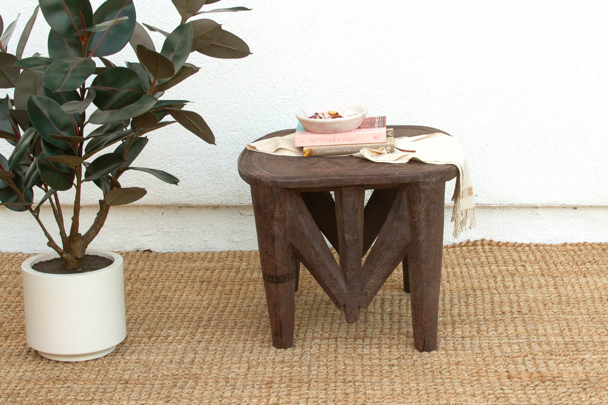 Carved Nupe Ceremonial Side Table