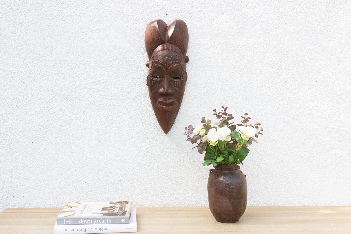 Metal Inlay decorative Kwele African Mask