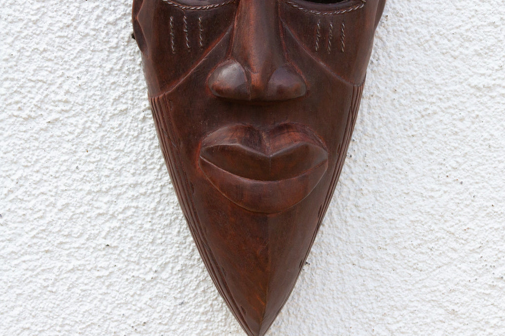 Metal Inlay decorative Kwele African Mask