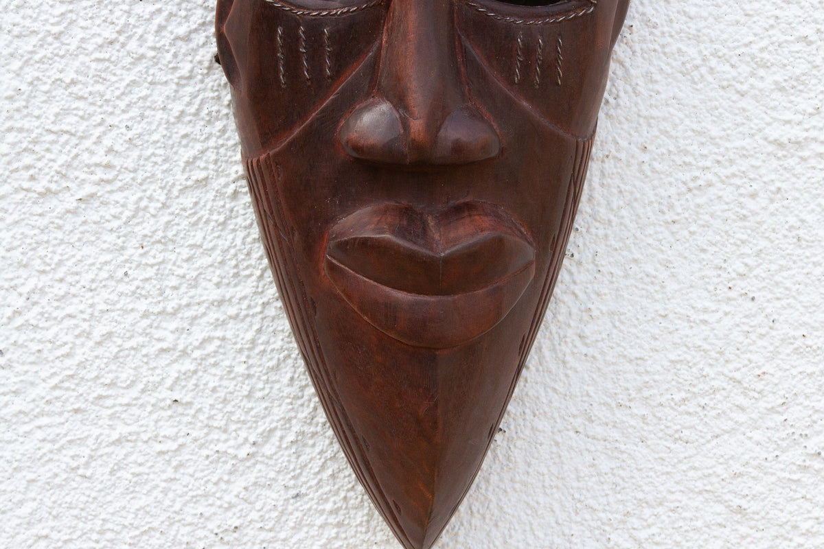 Metal Inlay decorative Kwele African Mask