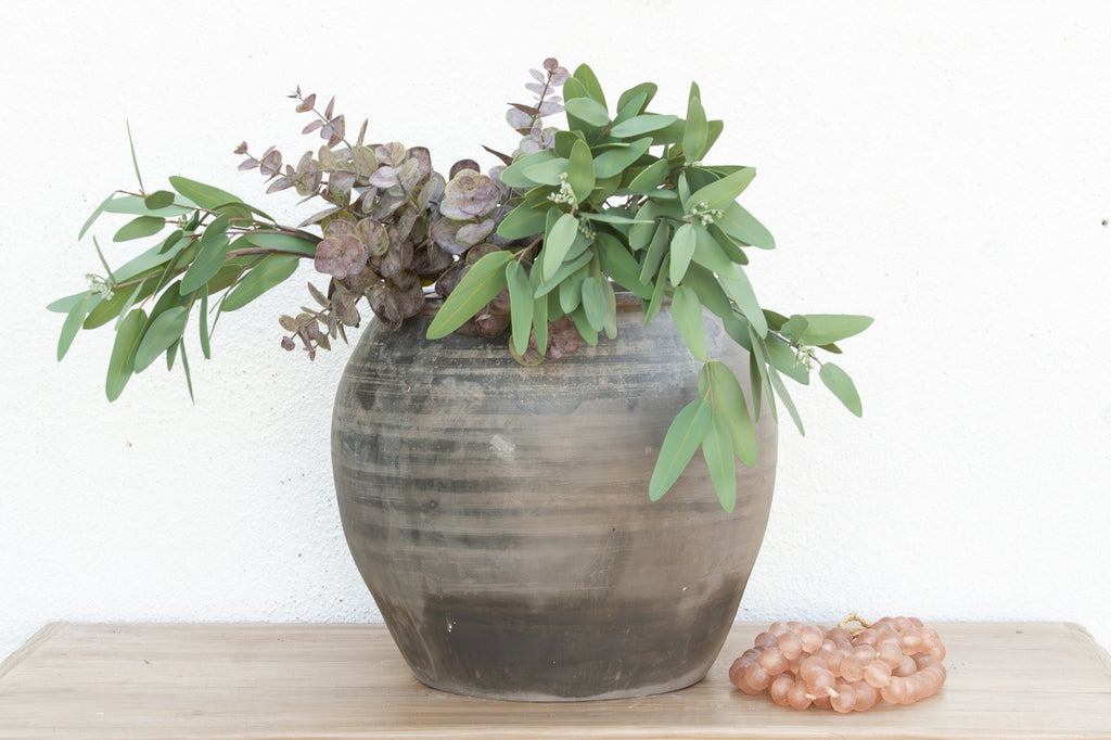 Rustic Charcoal Clay Pot