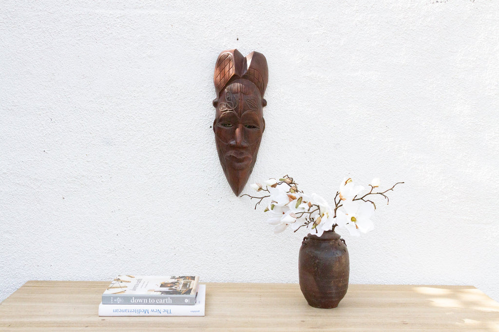 Carved Wooden African Mask Wall Art