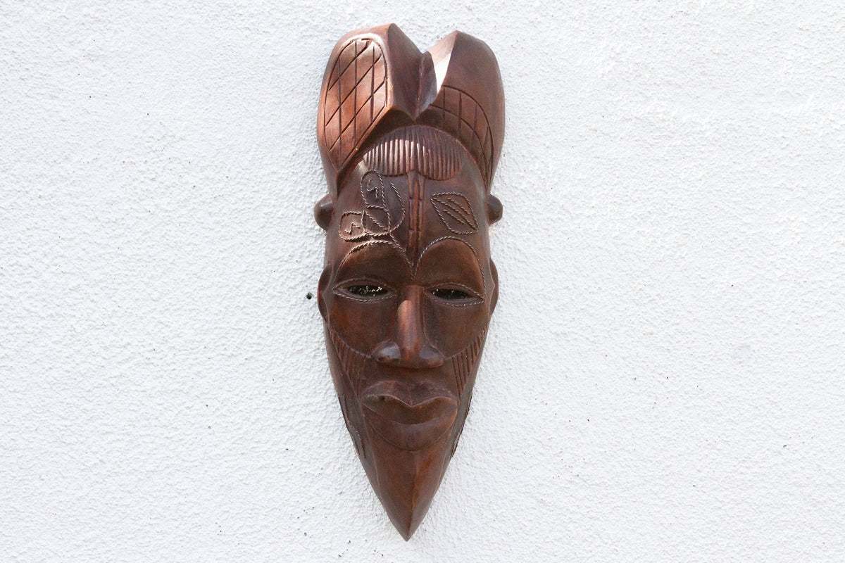 Carved Wooden African Mask Wall Art