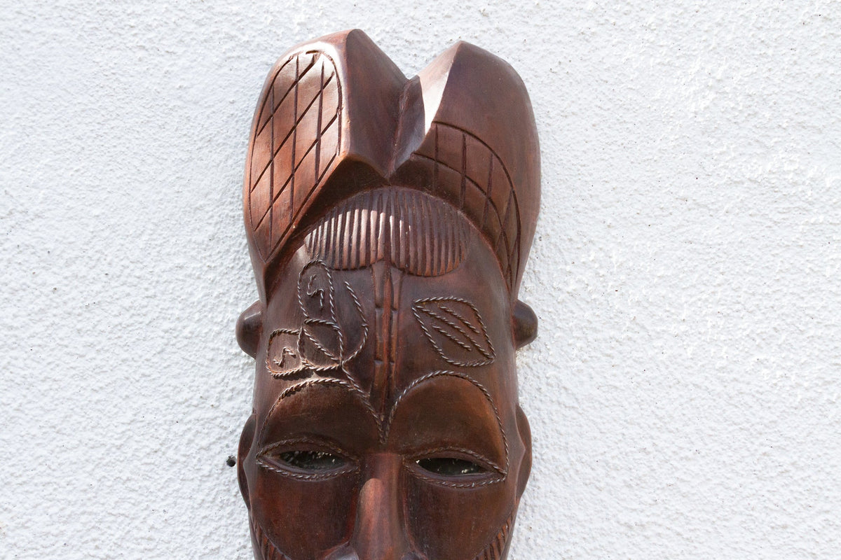 Carved Wooden African Mask Wall Art