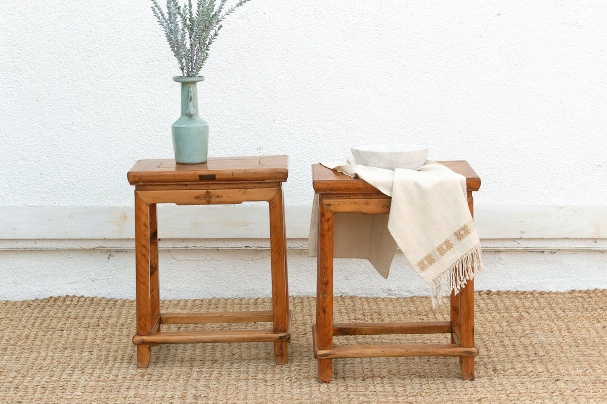 Pair of Antique Chinese Rectangular Stools