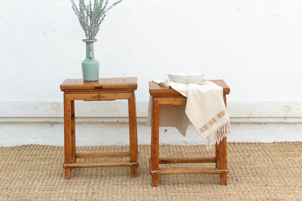 Pair of Antique Chinese Rectangular Stools