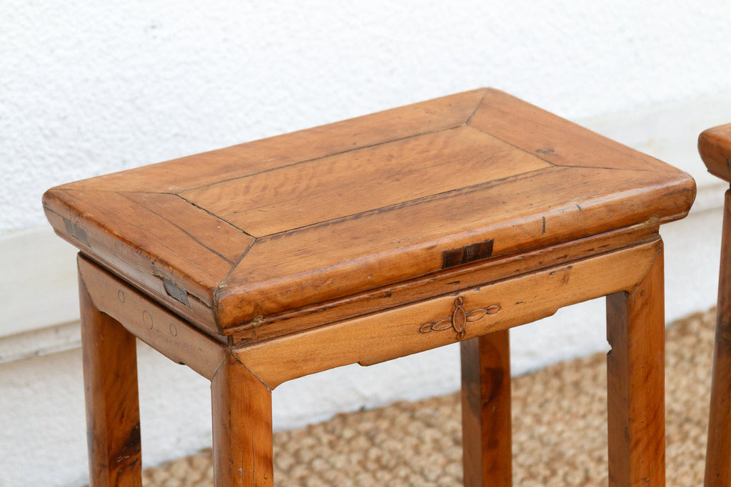 Pair of Antique Chinese Rectangular Stools